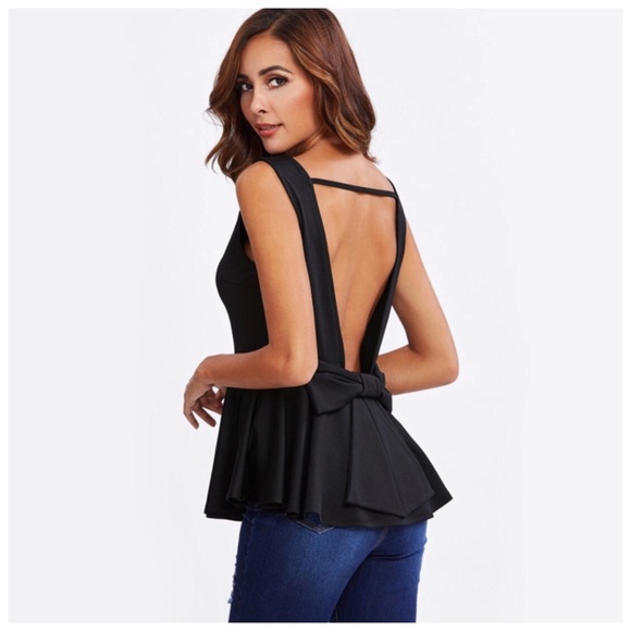 ‼️PRICE FIRM LAST CALL Open Back Bow Peplum Top - Picture 6 of 6